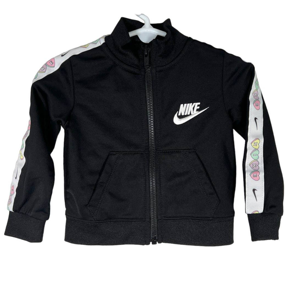 Nike Baby's Full Zip Track Jacket 12M Black White Stand Collar Long Sleeve
